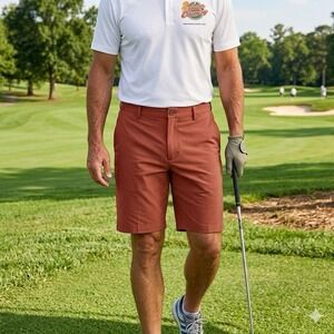 Travis Mathew Men's Step Dance 9" Shorts, Maple, 32, New